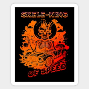 Skeleton Skele-King Of Speed Car Halloween Sticker